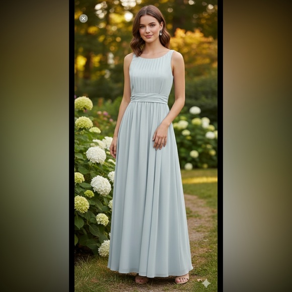 Azazie Dresses & Skirts - Azazie Sky Blue and Cream Fabric